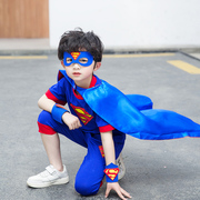 儿童超人套装夏季短袖幼儿园，男孩动漫角色扮演表演服六一走秀演出