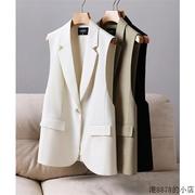 韩国春秋白色宽松休闲西装，马甲女设计感小众时尚一粒扣外套潮
