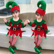 圣诞节儿童服装绿色红色，精灵女童连衣裙演出服，圣诞装扮套装衣服35