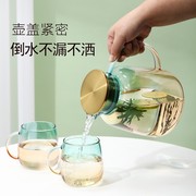 双色玻璃水壶耐高温玻璃冷水壶，大容量热水壶，玻璃壶双色水杯玻璃