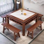 实木四方桌餐厅饭店餐桌椅组合正方形仿古八仙桌家用商用面馆桌椅