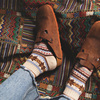 秋季日系美式粗线工装男短袜 阿美咔叽复古民族风棉粗针船袜子