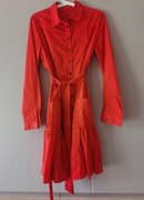 春秋季女装时尚气质，修身收腰显瘦中长款风衣，外套连衣裙红色