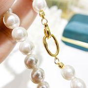 diy珍珠配件s925纯银单排项链扣时尚金色银色妈妈链手链串珠扣