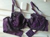外贸品牌*紫色蕾丝有钢圈半透明超薄三排扣女士内衣文胸*7580BC