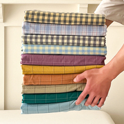 A类色织纯棉水洗棉单品格子床单全棉1.5m1.8米床笠三件套防尘床罩