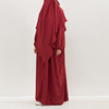 18跨境外贸独立站，欧美中东迪拜女装，二件套套装纯色头巾长袍连衣裙