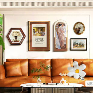 现代美式装饰画客厅沙发背景墙挂画卧室轻奢复古油画欧式壁画玄关