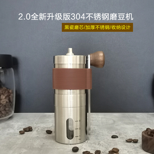 zhenpin便携户外小型不锈钢手摇磨豆机咖啡豆，手动研磨粉机家用