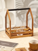 日本mokushin天然木置物架水杯玻璃杯桌面收纳复古木屋杯架