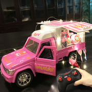 儿童电动遥控可开门小汽车雪糕冰淇淋发光粉色女孩赛车充电玩具车