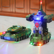 变形坦克机器人电动带音乐，男孩4变身金刚玩具，车5儿童2一3岁小汽车