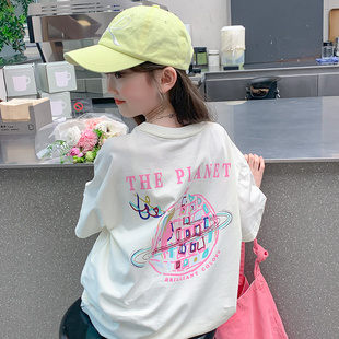 女童短袖夏装2024韩版洋气儿童，t恤夏季体恤，小女孩半袖上衣潮