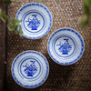 中式传统青花瓷碗套装饭碗10个家用复古釉下彩景德镇玲珑瓷米饭碗