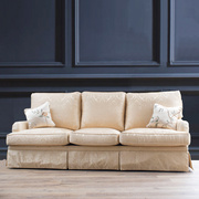 圣奇尼查德米色美式经典布艺沙发客厅丝质提花3+2+1全屋定制
