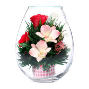 礼物摆件泰国进口永生花兰花装饰品玻璃罩鲜花情人节玫瑰花生日