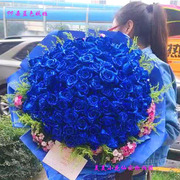 蓝色妖姬花束礼盒蓝玫瑰，深圳罗湖福田宝安同城，鲜花速递生日情人节