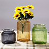 透明彩色竖纹欧式花瓶，大小号水培花瓶玻璃，插花瓶客厅家居摆件