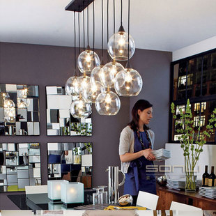 设计师灯楼梯吧台单头酒吧创意咖啡厅北欧餐厅吊灯简约玻璃灯