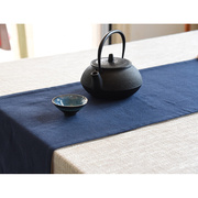 纯色桌旗中式禅意蓝色茶席，日式中国风茶桌布，棉麻茶艺茶旗复古茶道