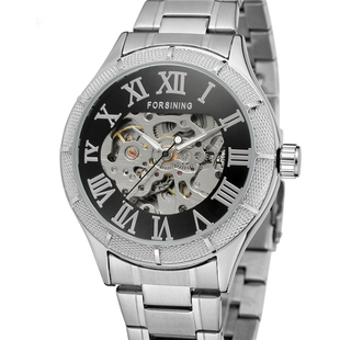 国产富西尼手表防水机械表，指针式镂空自动男士陀飞轮表带清新腕表