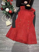 mi2/n aa两件套背心连衣裙24女春高级时装红色小香风套装