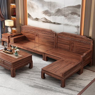 新中式金花梨木实木沙发，小户型冬夏两用贵妃，转角组合客厅家具