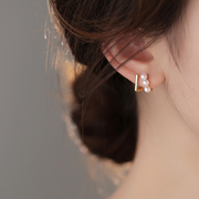 s925纯银法式轻奢天然珍珠，耳钉2022年小众设计高级感耳环气质