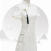 三分袖纯白日常优雅短款旗袍夏季改良版中式蕾丝简约少女裙子