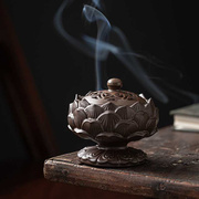 陶瓷莲花香炉家用复古室内创意盘香炉摆件创意香道荷花禅意香薰炉
