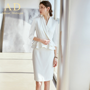 ad职业装气质女神范套装(范，套装)裙高端主持人正装，套裙时尚白色西服外套