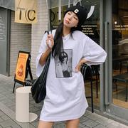 韩国大码女装胖mm冬装时尚卡通女孩图案宽松短袖休闲T恤1210