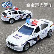 132合金回力警车模型，仿真儿童灯光音乐，玩具车小汽车儿童生日礼物