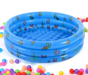 三环充气圆形游泳池婴幼儿宝宝戏水海洋球加厚家用室内可折叠泳池