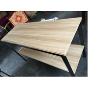 钢木桌厨房切菜桌操作台双层三层桌储物钢木餐桌简易长桌