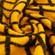 甜美风姜黄色黑色，格线提花针织羊毛毛呢，毛料布料大衣设计师面料