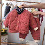 小童棉服套装婴儿分体秋冬款外穿加棉宝宝冬装棉衣两件套幼儿保暖