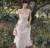 超仙法式白色连衣裙女夏装，2021吊带裙气质裙子，收腰长裙仙女裙