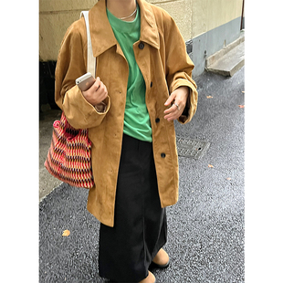 小众表妹2024年秋冬风衣女短款vintage日式复古麂皮，绒短外套