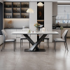 全托底板纯白岩板餐桌组合意式现代简约长方形吃饭桌子2024