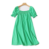 韩版宽松遮肚子显瘦牛油果绿连衣裙秋季女士减龄气质大方领裙