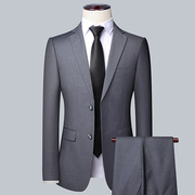 男西装套装商务职业正装韩版修身纯色休闲职业大码西服两件套外套