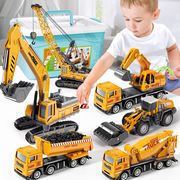 儿童合金工程车套装玩具男孩推土挖掘机吊车搅拌车小汽车模型仿真