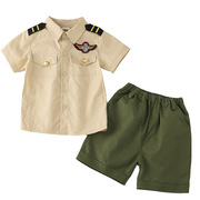 儿童军装演出服短袖套装男女童，海陆空军幼儿园小学生军训班服合唱
