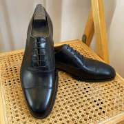 英伦绅士商务正装进口头，层小牛皮手工擦色三接头，小圆头牛津鞋婚鞋