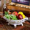 景德镇陶瓷装水果的果盘，镂空现代客厅茶几，奢华家装欧式摆件椭