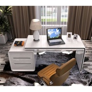 简约现代家用电脑桌台式办公桌写字台白色烤漆美容店，书桌书柜