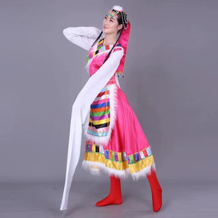 女装民族服装秧歌服舞台装演出服装，藏族舞蹈服饰藏族水袖舞蹈