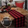 北欧纯棉餐桌旗长条桌布，茶几电视柜盖布床尾，巾圣诞节桌旗黑红格子