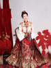 2023重工刺绣红色马面裙敬酒服新中式结婚礼服订婚套装婚服女